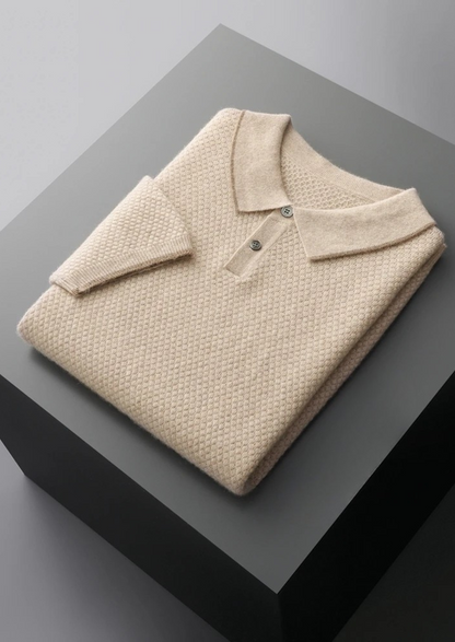 Premium Cashmere Ivory Two-Tone Polo - photo 5