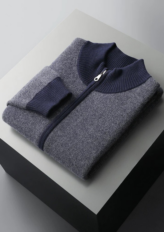 Premium Cashmere Jacquard Zip Cardigan - photo 2