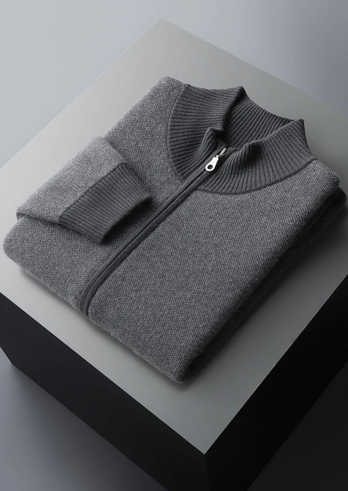 Premium Cashmere Jacquard Zip Cardigan - photo 5