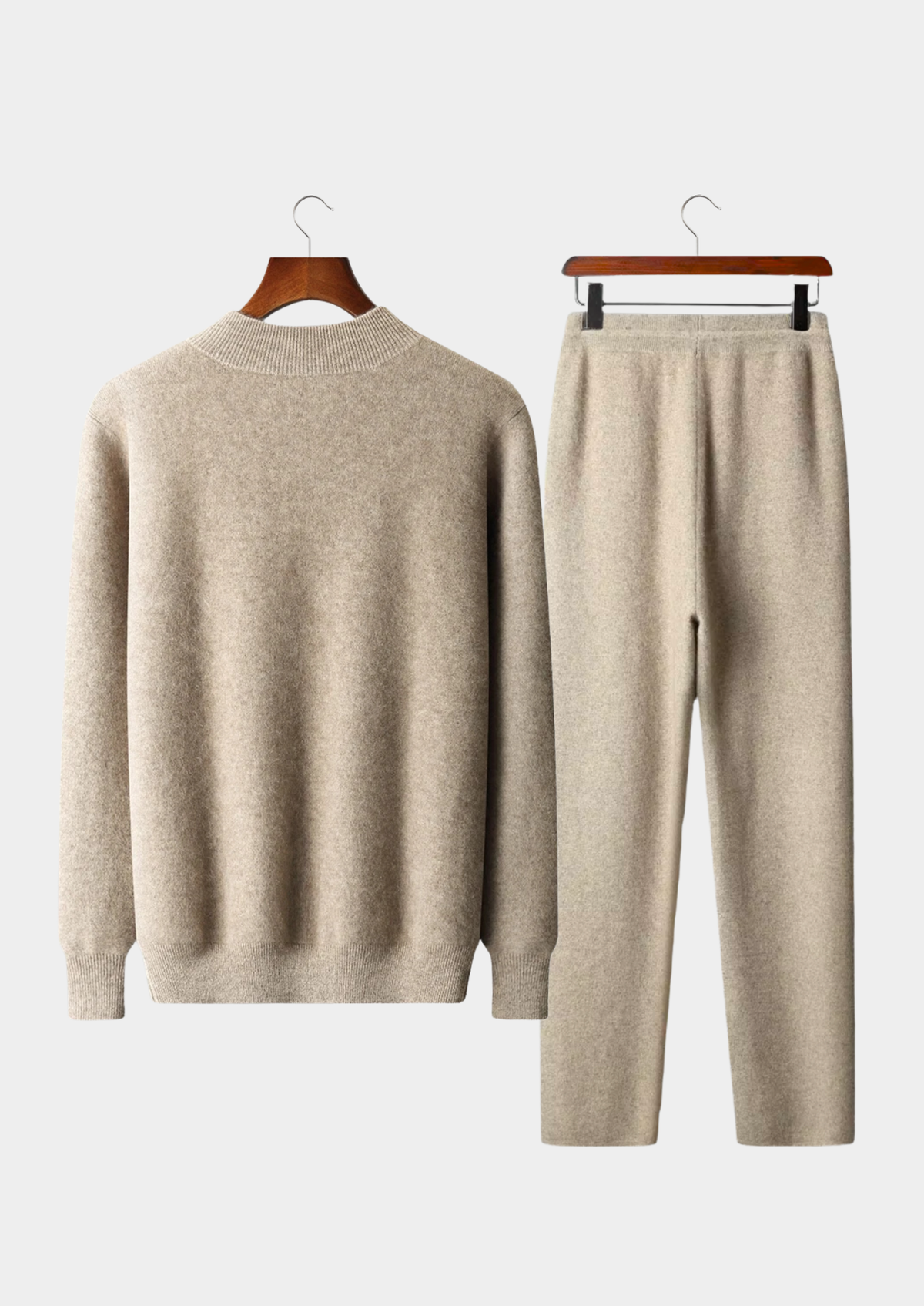 Cashmere Funnel Neck Zip Set, Oatmeal - photo 2