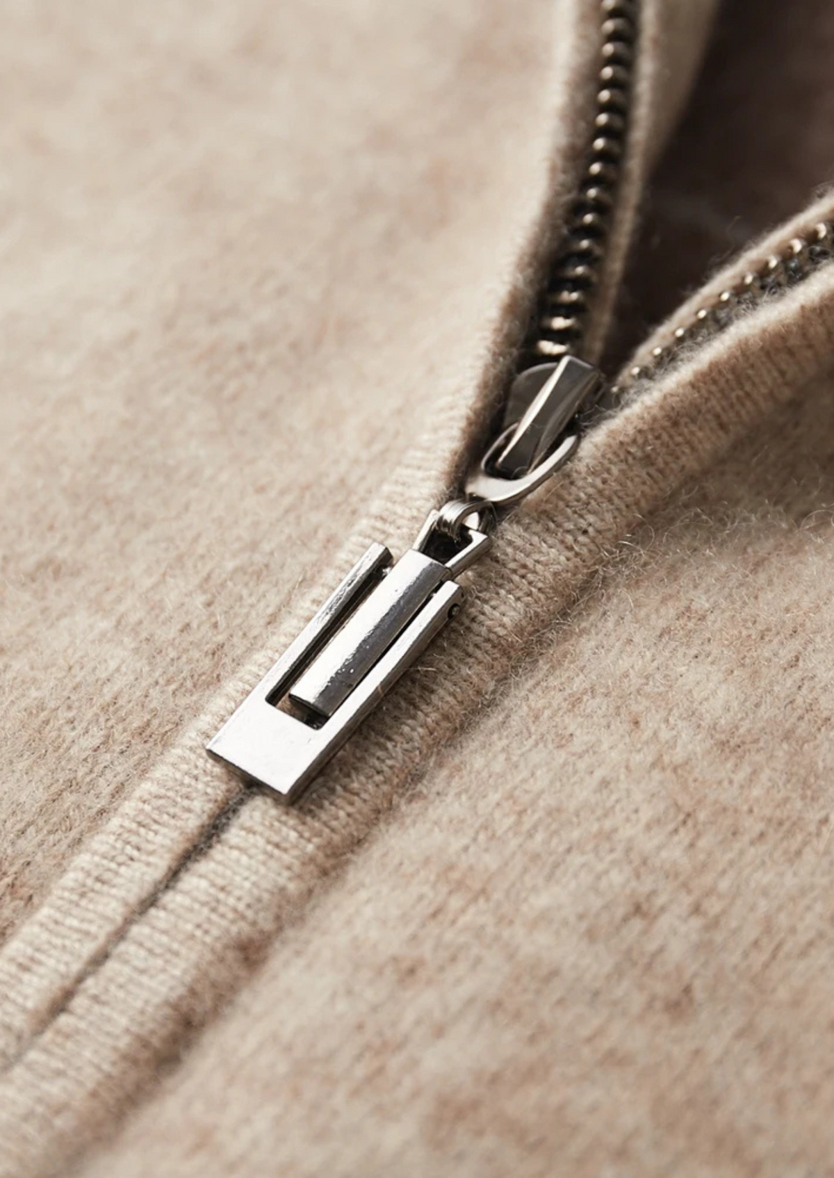 Cashmere Funnel Neck Zip Set, Oatmeal - photo 4