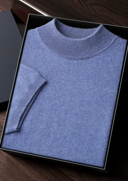 Premium Cashmere Mock Neck T-Shirt