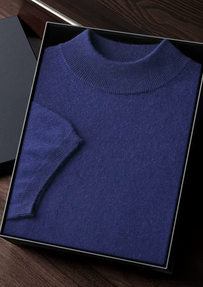Premium Cashmere Mock Neck T-Shirt