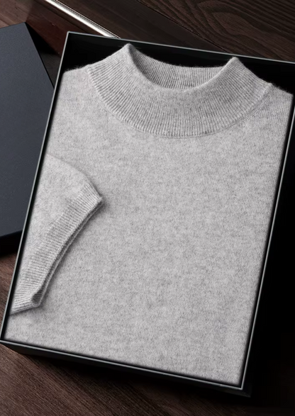 Premium Cashmere Mock Neck T-Shirt
