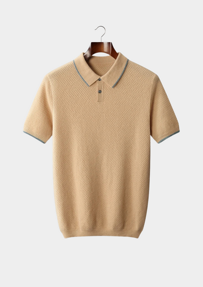 Premium Cashmere Mustard Two-Tone Polo