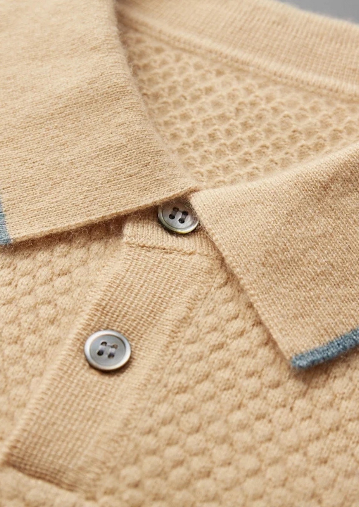Premium Cashmere Mustard Two-Tone Polo - photo 2