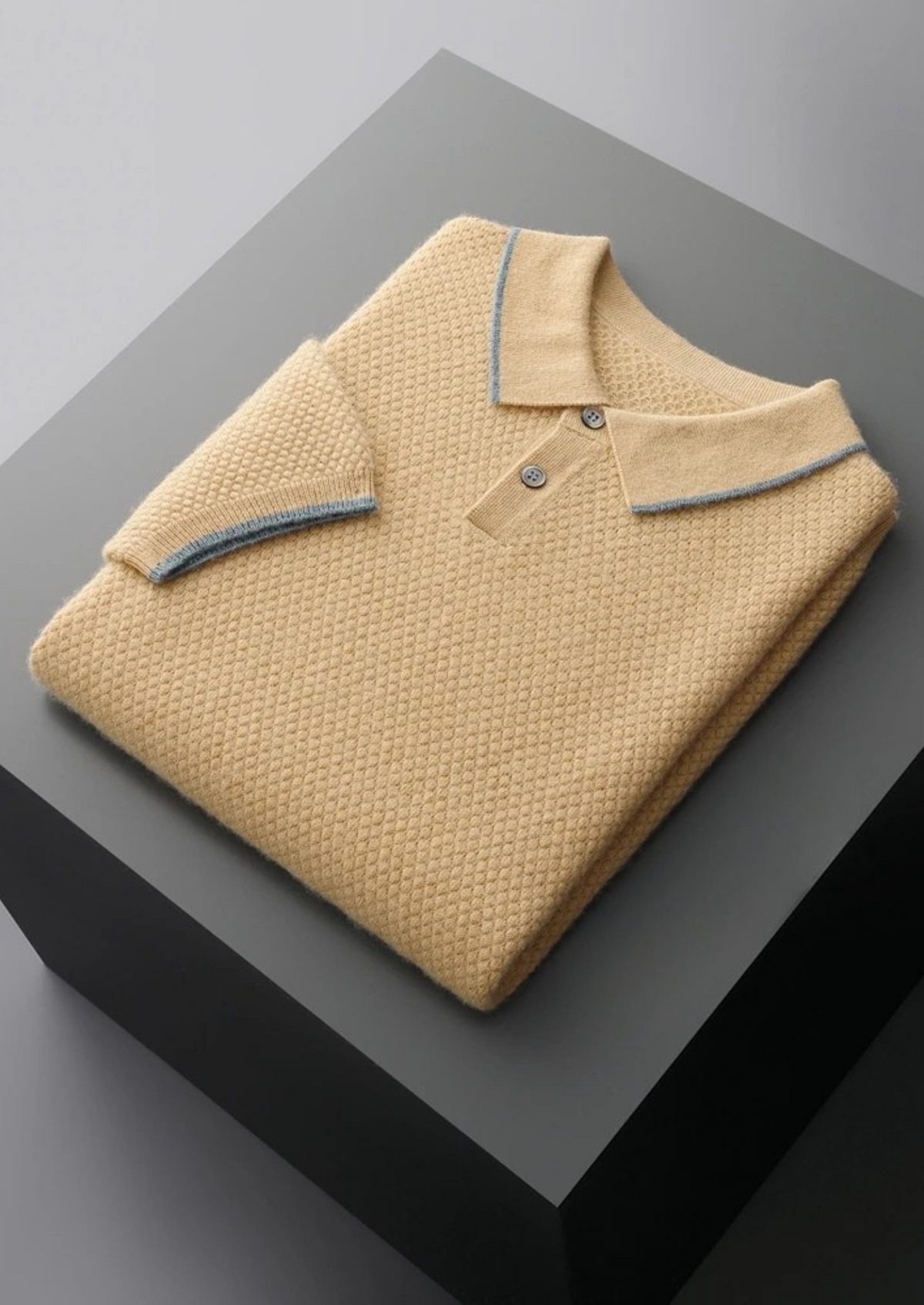 Premium Cashmere Mustard Two-Tone Polo - photo 8