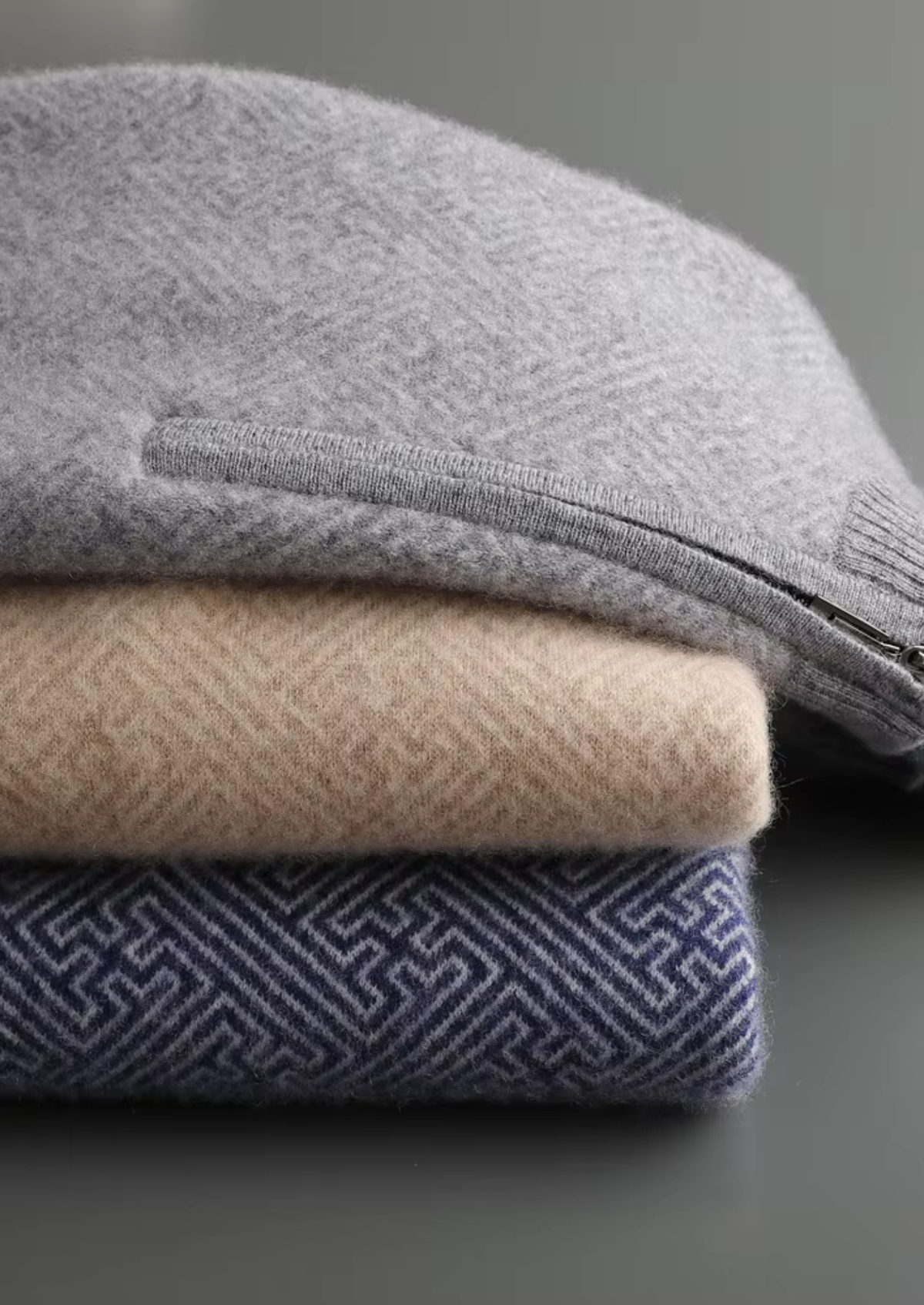 Premium Cashmere Patterned Half-Zip Sweater - photo 11
