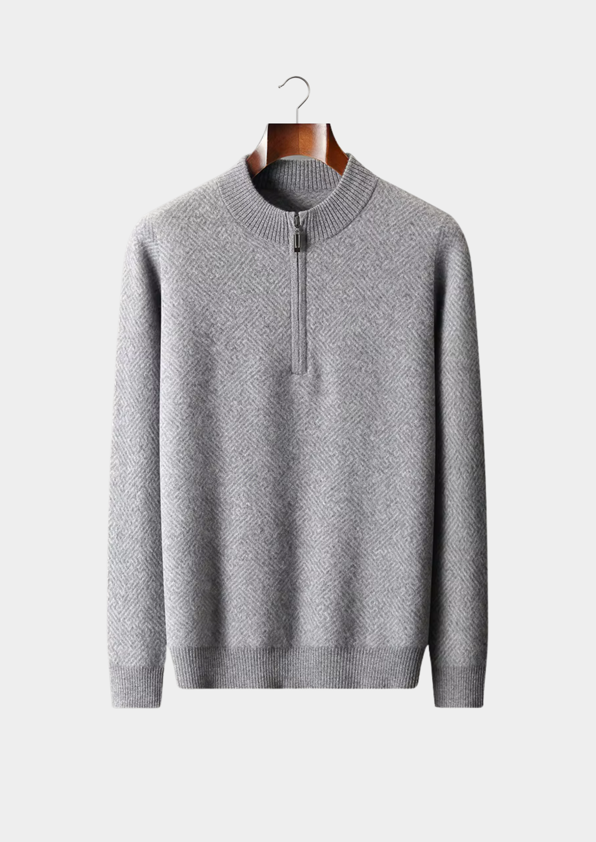 Premium Cashmere Patterned Half-Zip Sweater - photo 4