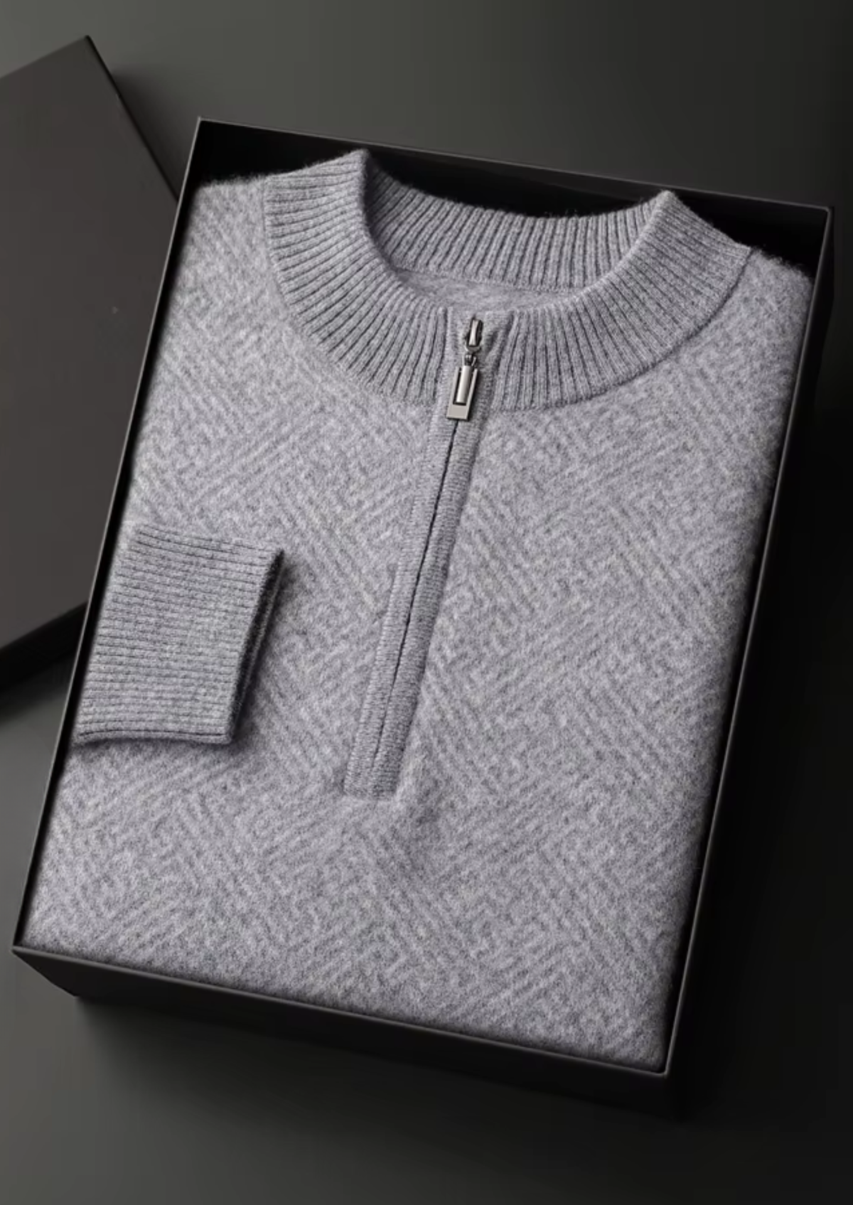 Premium Cashmere Patterned Half-Zip Sweater - photo 6