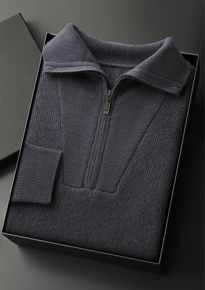 Premium Cashmere Ribbed Half-Zip Sweater - photo 13