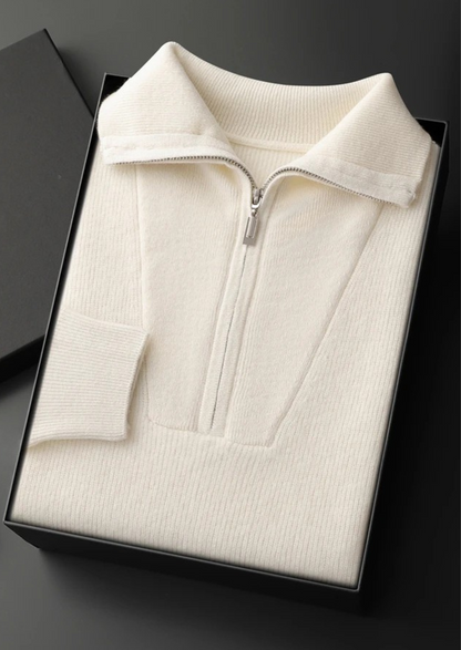 Premium Cashmere Ribbed Half-Zip Sweater - photo 4