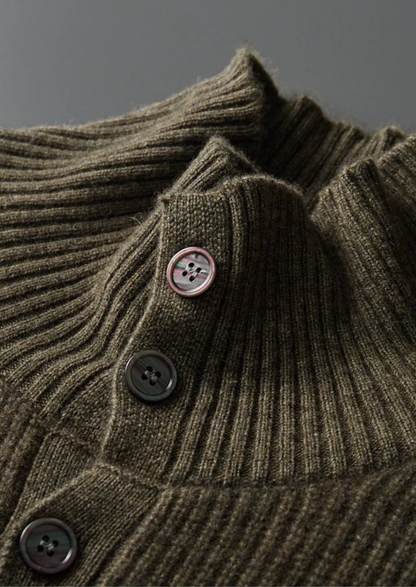 Premium Cashmere Ribbed High Collar Cardigan - photo 4