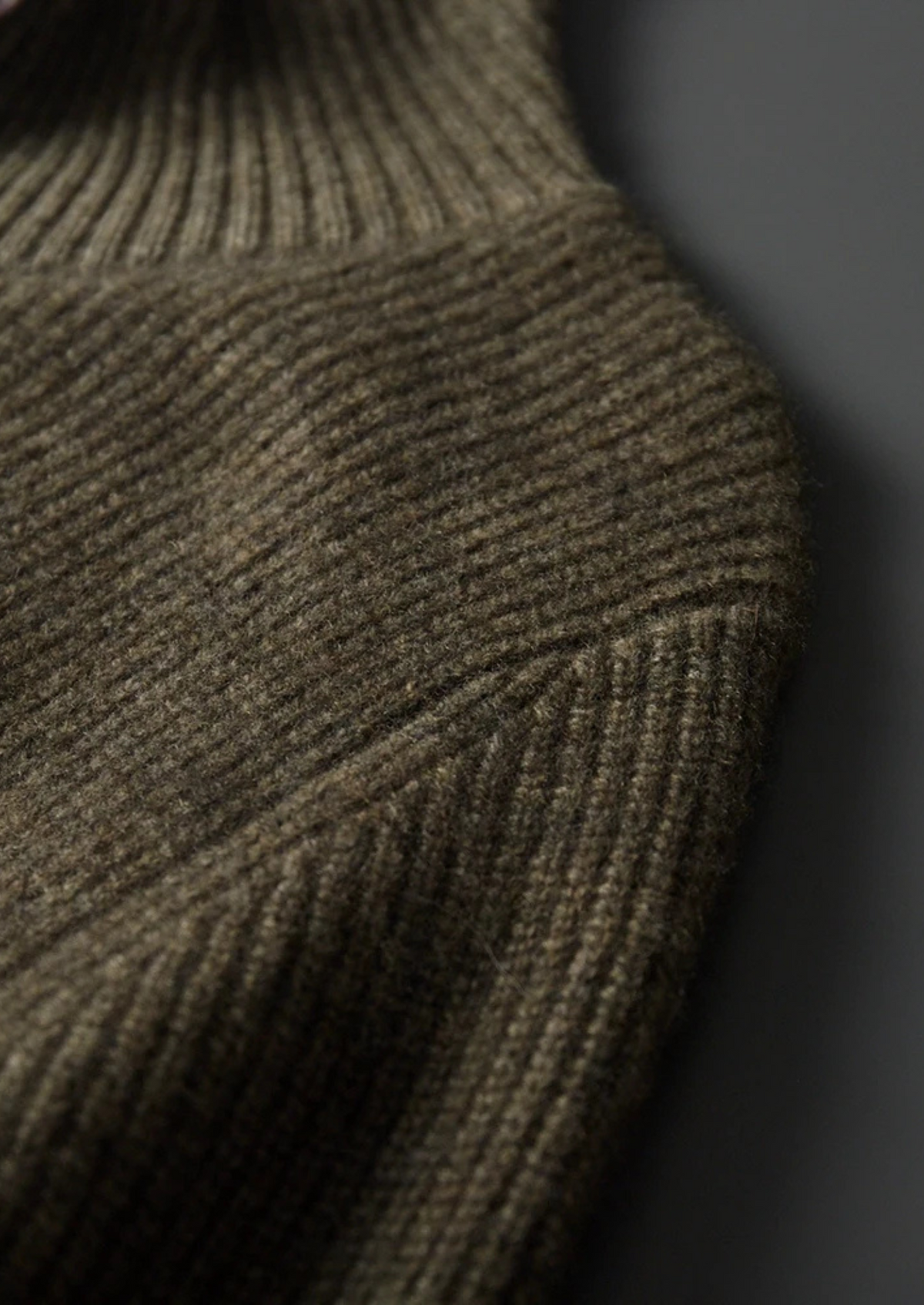 Premium Cashmere Ribbed High Collar Cardigan - photo 6