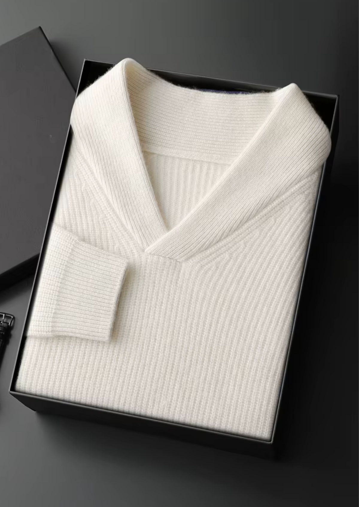 Premium Cashmere Ribbed V-Neck Sweater - photo 3