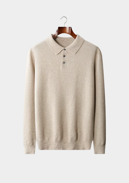 Premium Cashmere Textured Sweater Polo