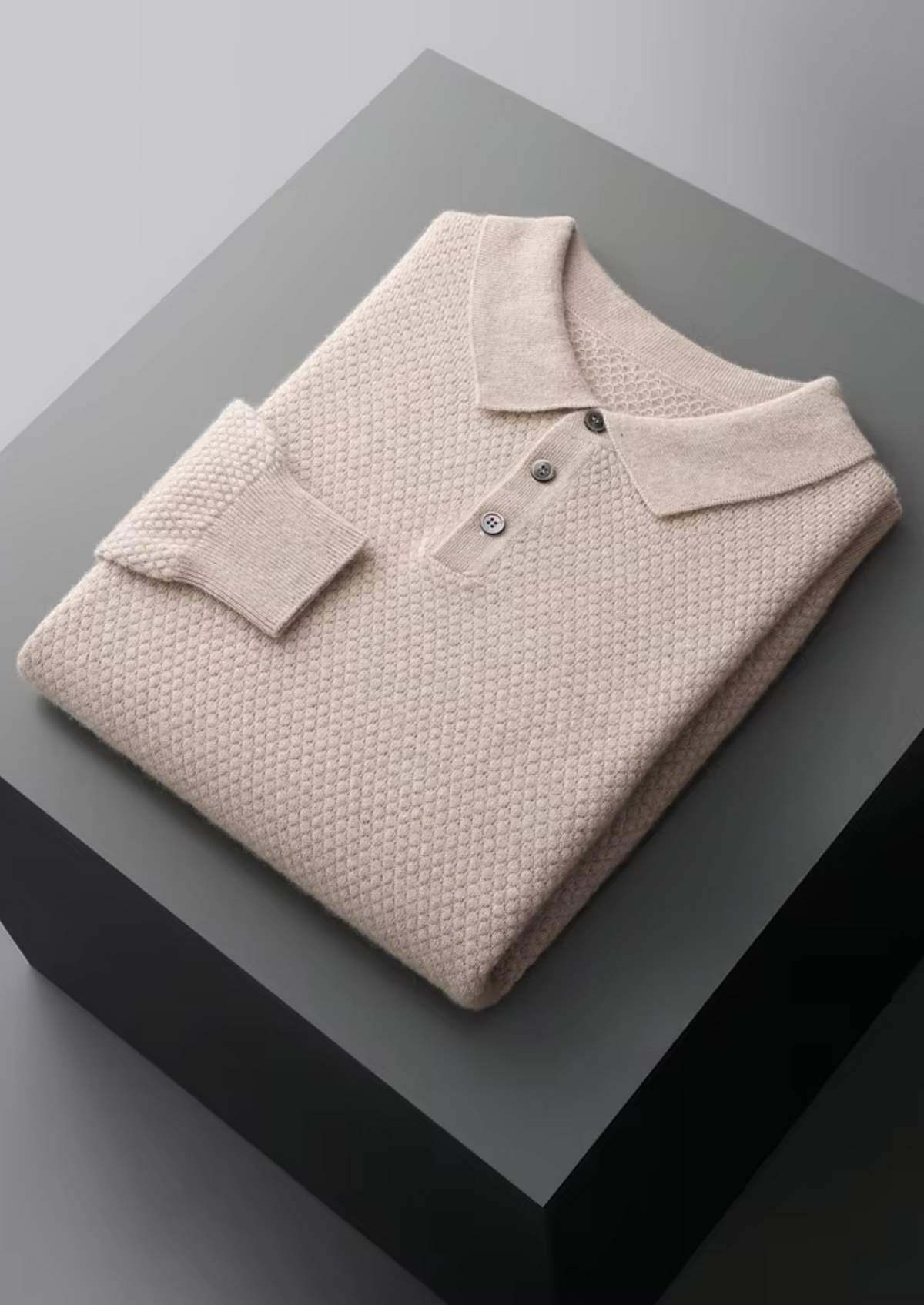 Premium Cashmere Textured Sweater Polo - photo 3