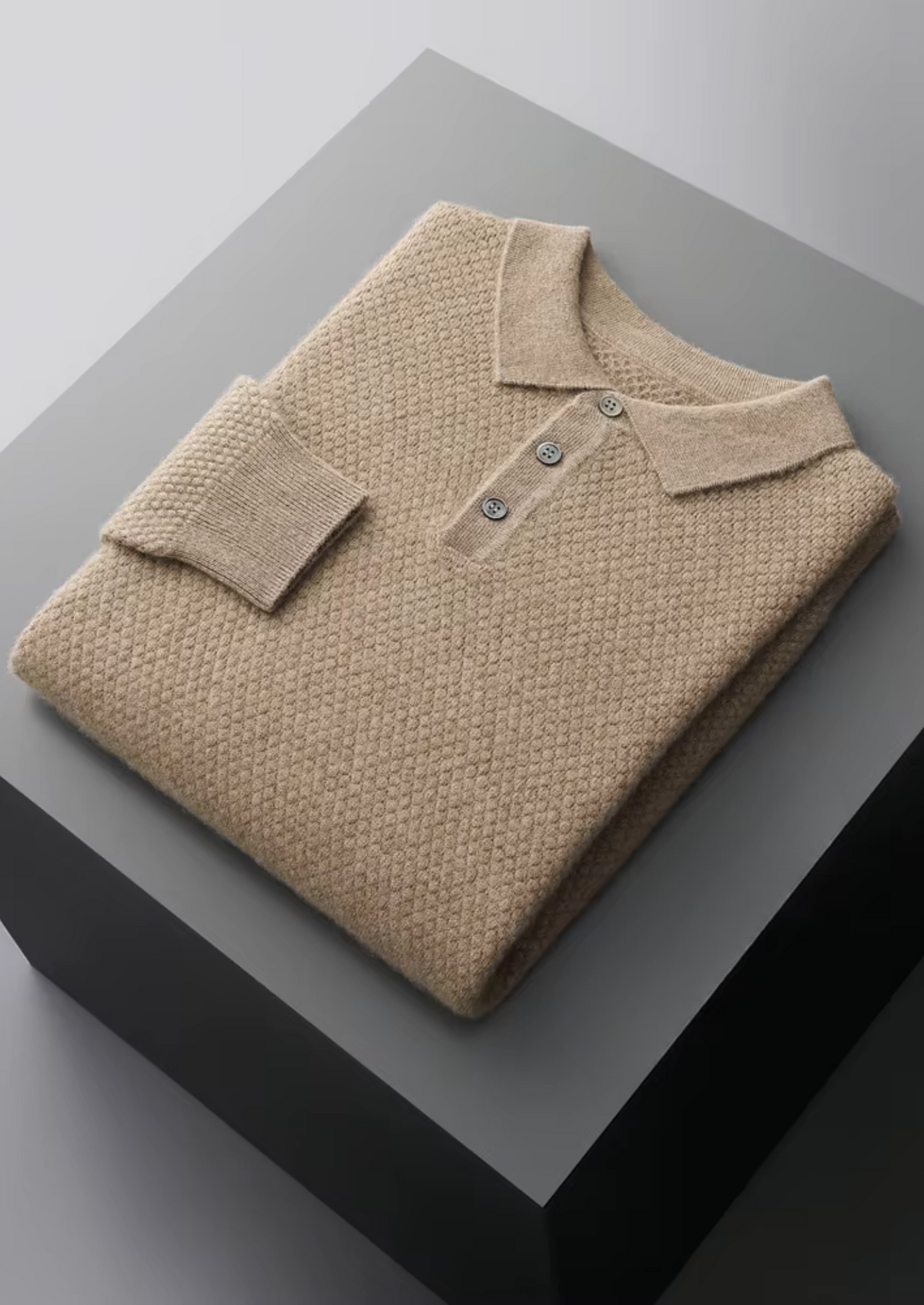 Premium Cashmere Textured Sweater Polo - photo 9