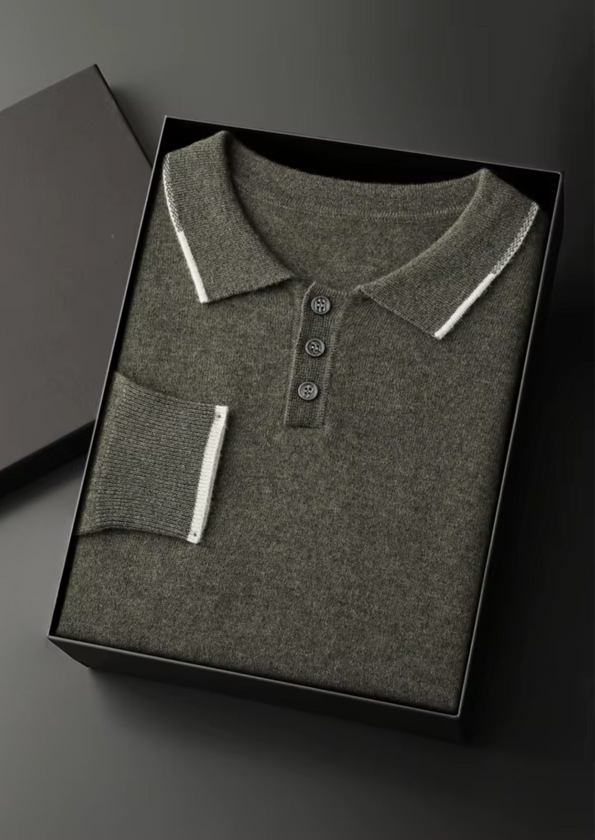 Premium Cashmere Two Tone Button Polo - photo 12