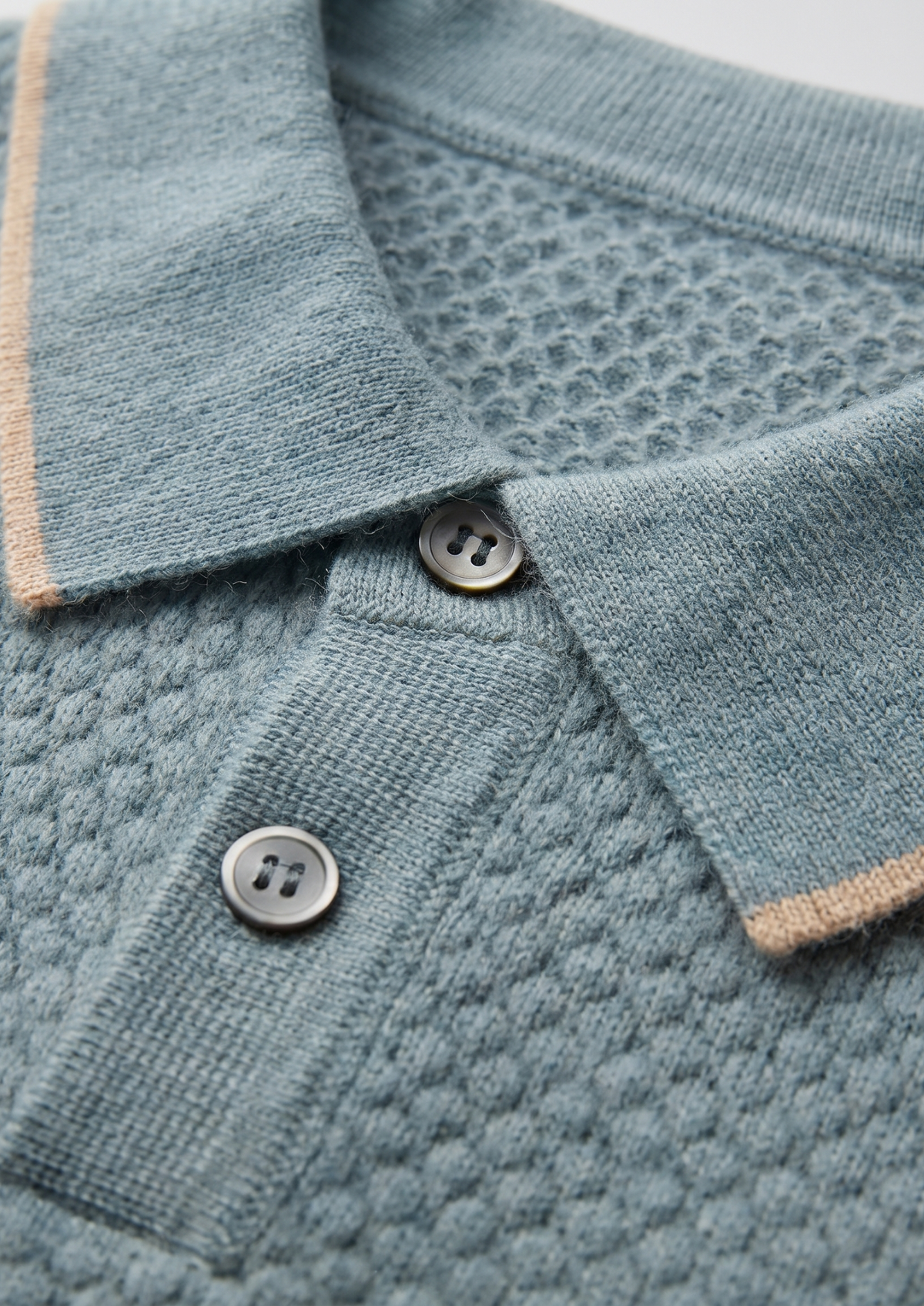 Premium Cashmere Sea Blue Two-Tone Polo - photo 2