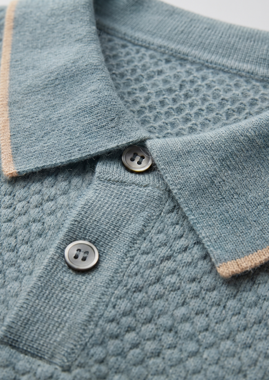 Premium Cashmere Sea Blue Two-Tone Polo - photo 2