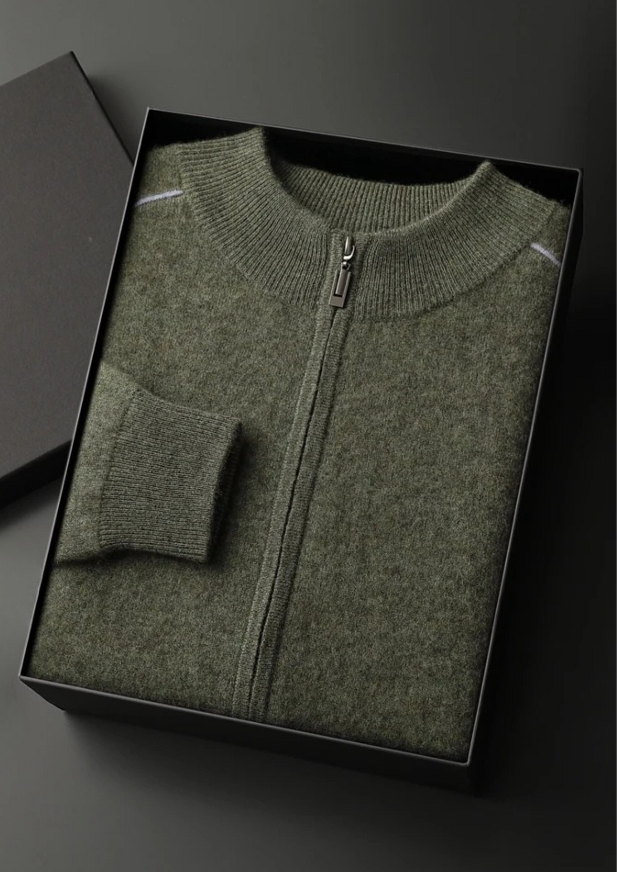 Premium Cashmere Two Tone Zip Cardigan - photo 11