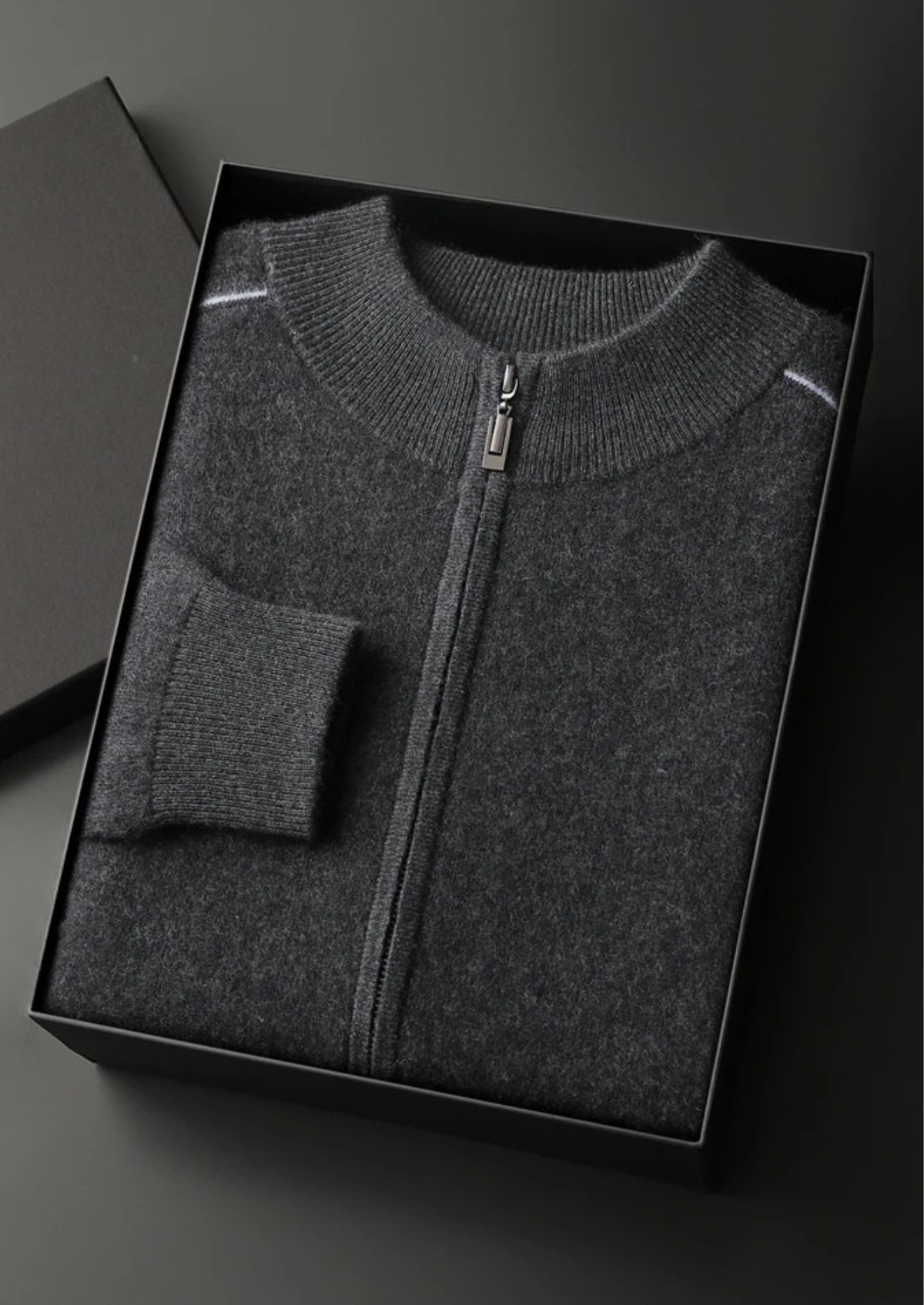 Premium Cashmere Two Tone Zip Cardigan - photo 16