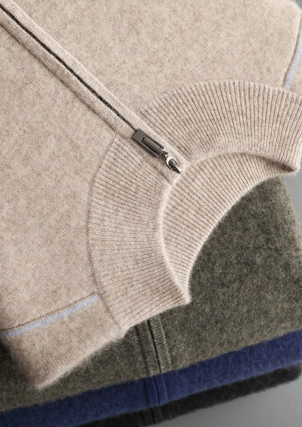 Premium Cashmere Two Tone Zip Cardigan - photo 19