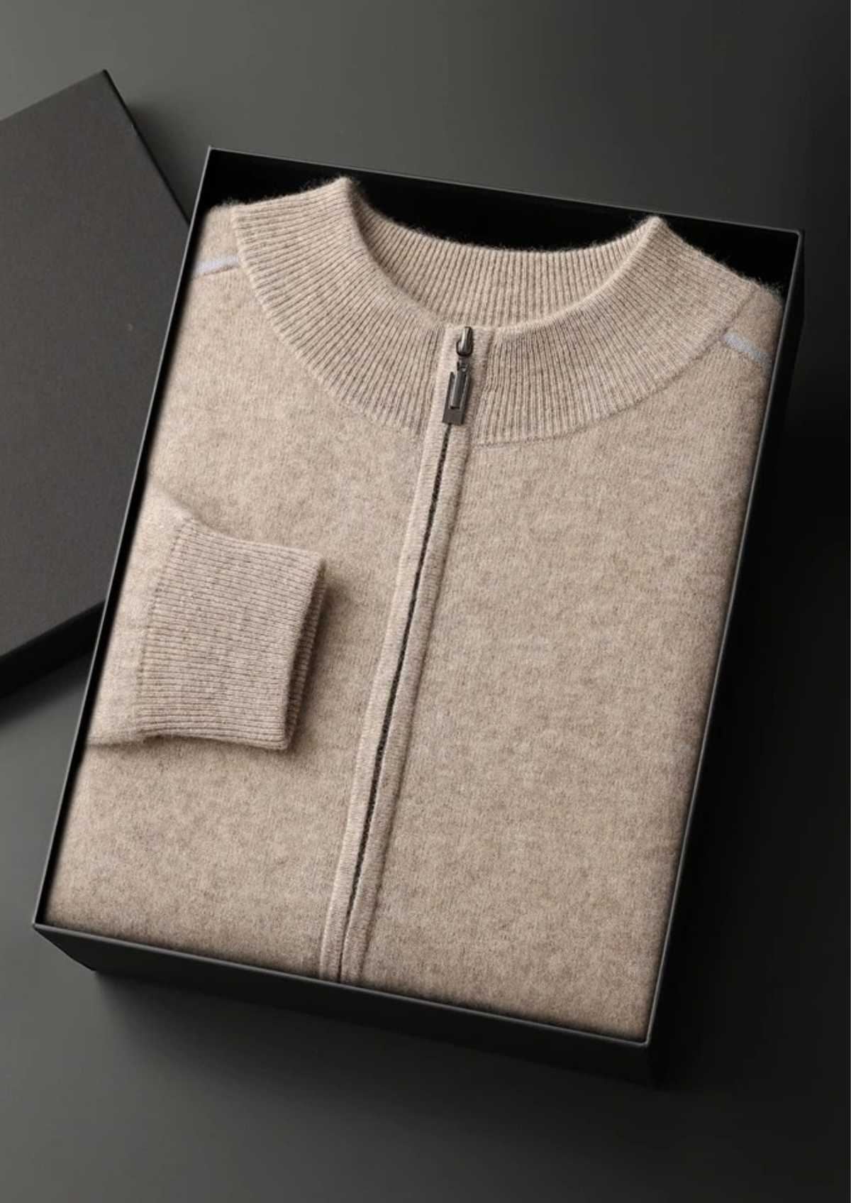 Premium Cashmere Two Tone Zip Cardigan - photo 3
