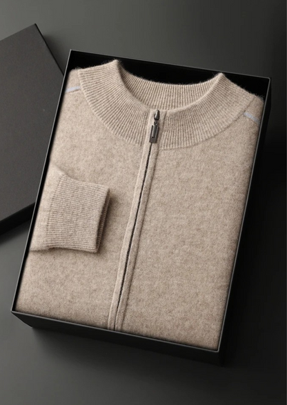 Premium Cashmere Two Tone Zip Cardigan - photo 3