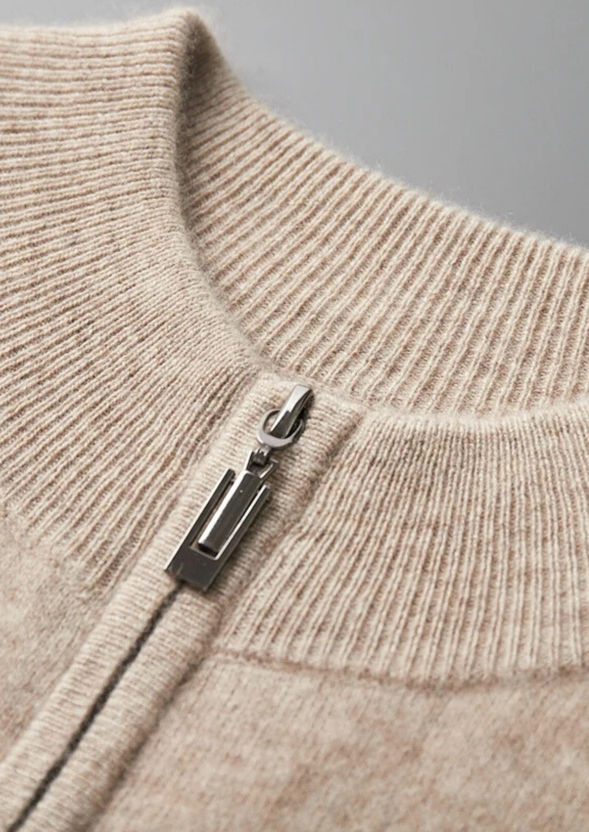 Premium Cashmere Two Tone Zip Cardigan - photo 4