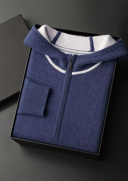 Premium Cashmere Two-Tone Zipper Hoodie