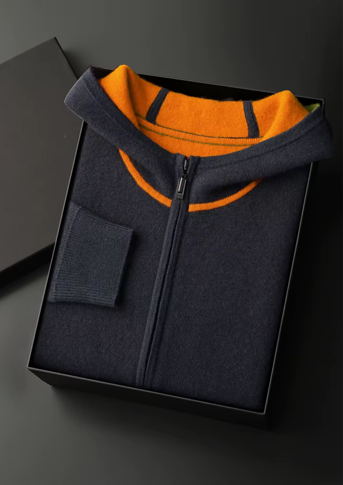Premium Cashmere Two Tone Zipper Hoodie - photo 14