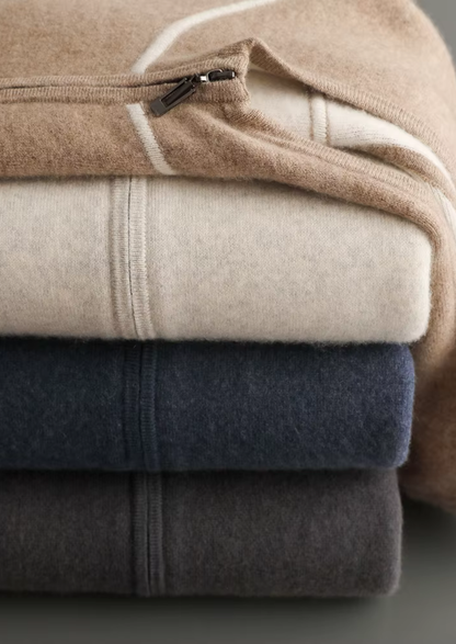 Premium Cashmere Two Tone Zipper Hoodie - photo 15