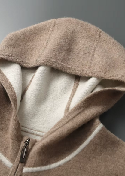 Premium Cashmere Two Tone Zipper Hoodie - photo 6
