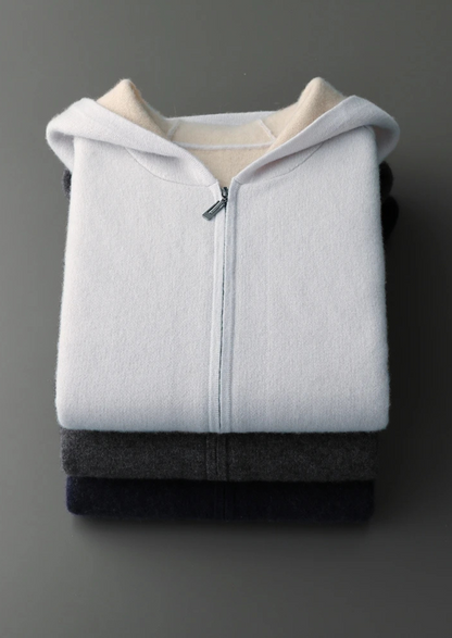 Premium Cashmere Two-Tone Zipper Hoodie - photo 20