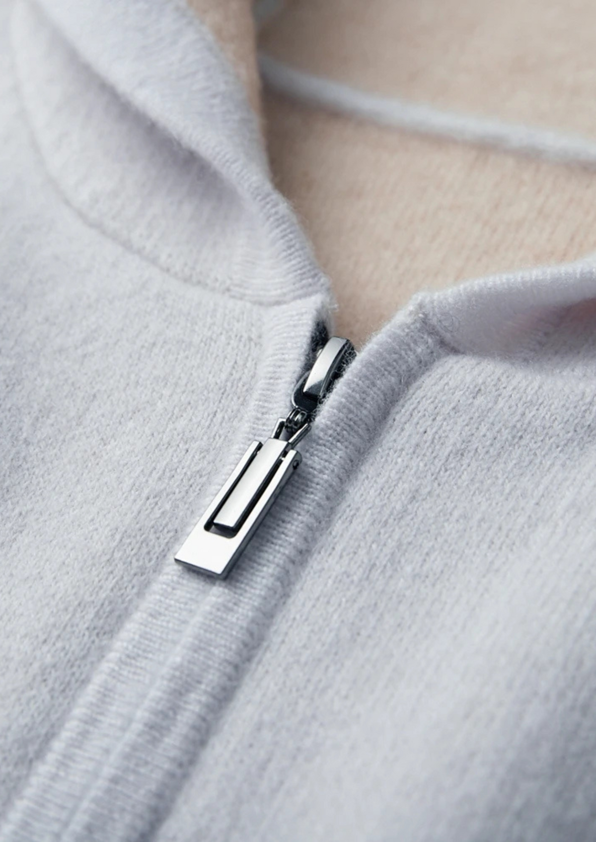 Premium Cashmere Two-Tone Zipper Hoodie - photo 10