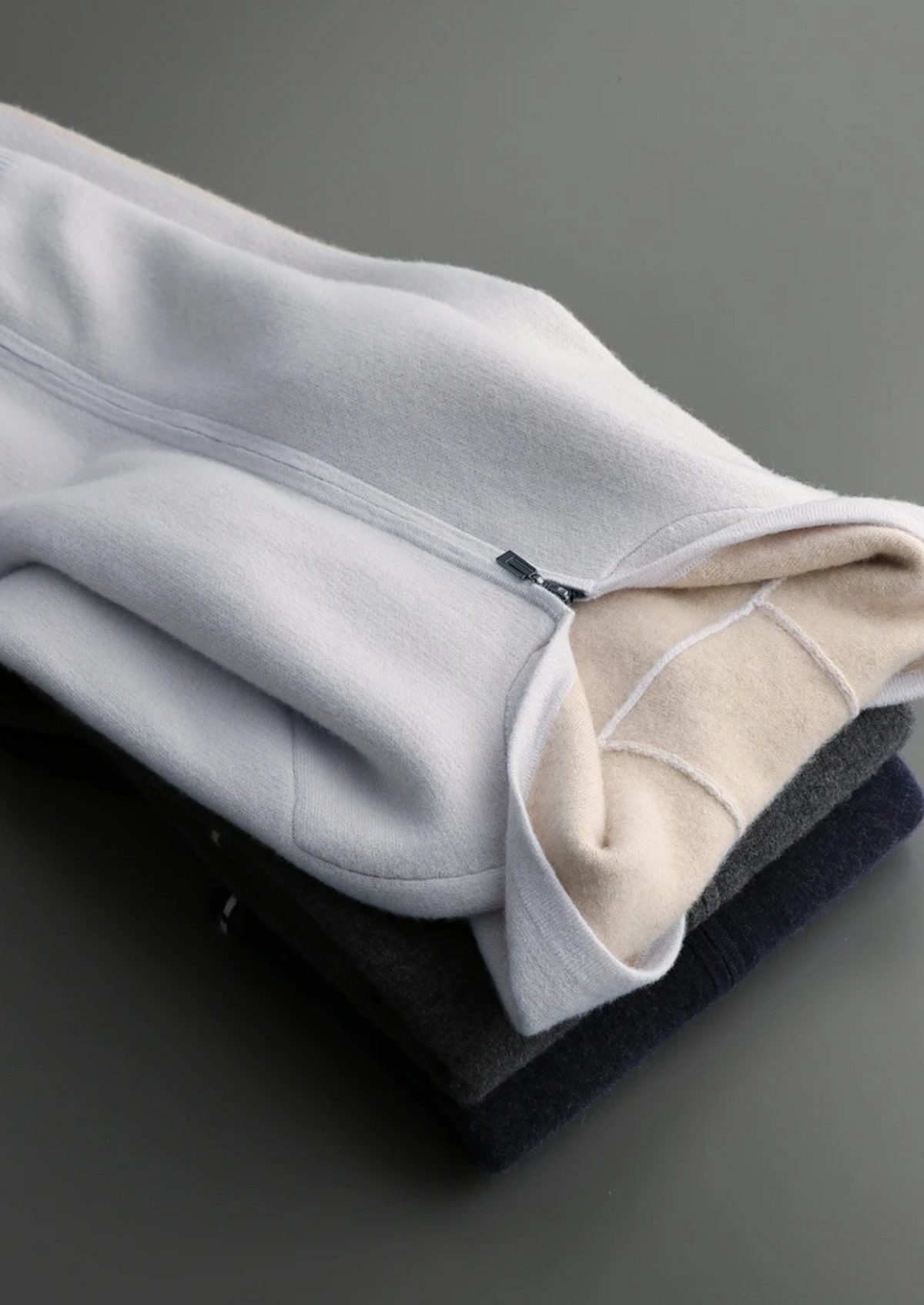 Premium Cashmere Two-Tone Zipper Hoodie - photo 14