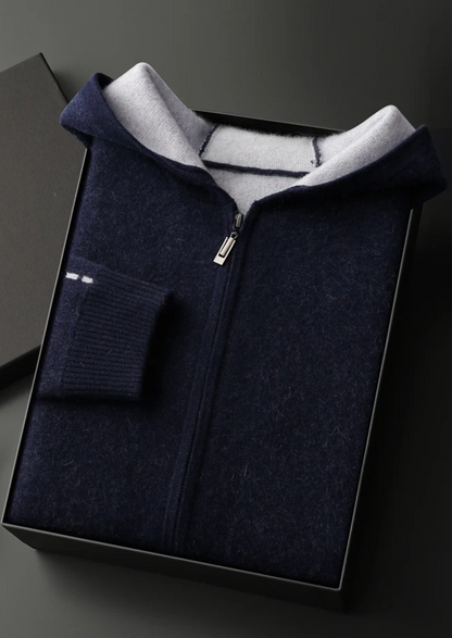 Premium Cashmere Two-Tone Zipper Hoodie - photo 16