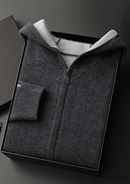 Premium Cashmere Two-Tone Zipper Hoodie - photo 18