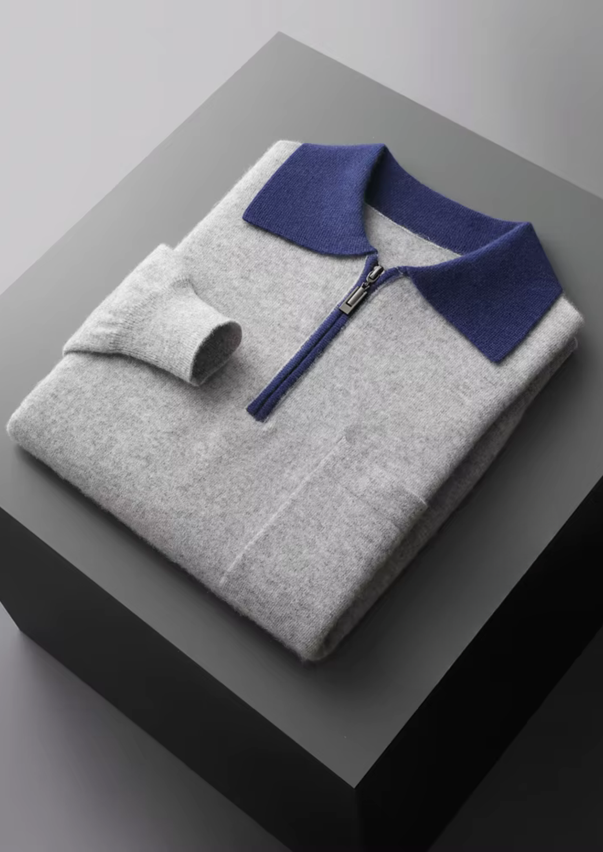 Premium Cashmere Two Tone Zipper Polo - photo 3