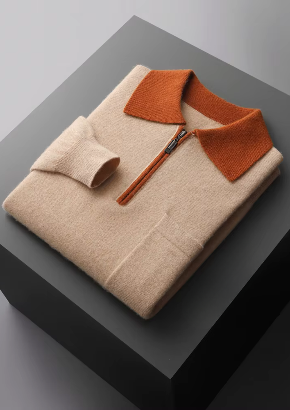 Premium Cashmere Two Tone Zipper Polo - photo 4