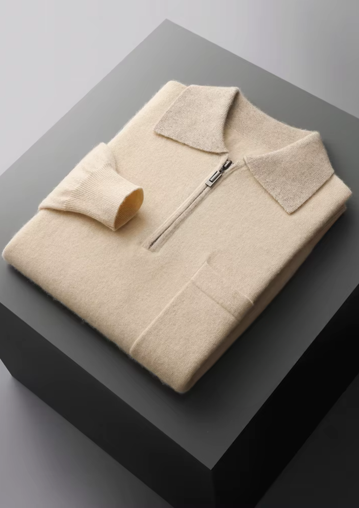 Premium Cashmere Two Tone Zipper Polo - photo 7