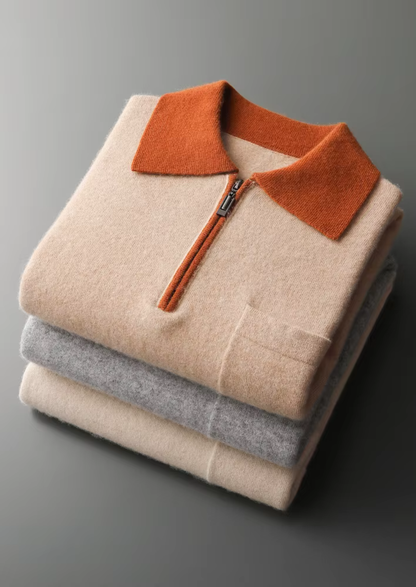 Premium Cashmere Two Tone Zipper Polo - photo 8