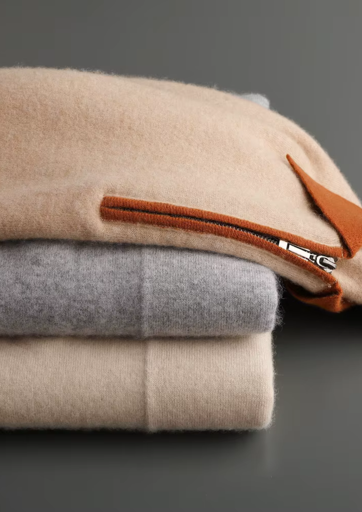 Premium Cashmere Two Tone Zipper Polo - photo 9