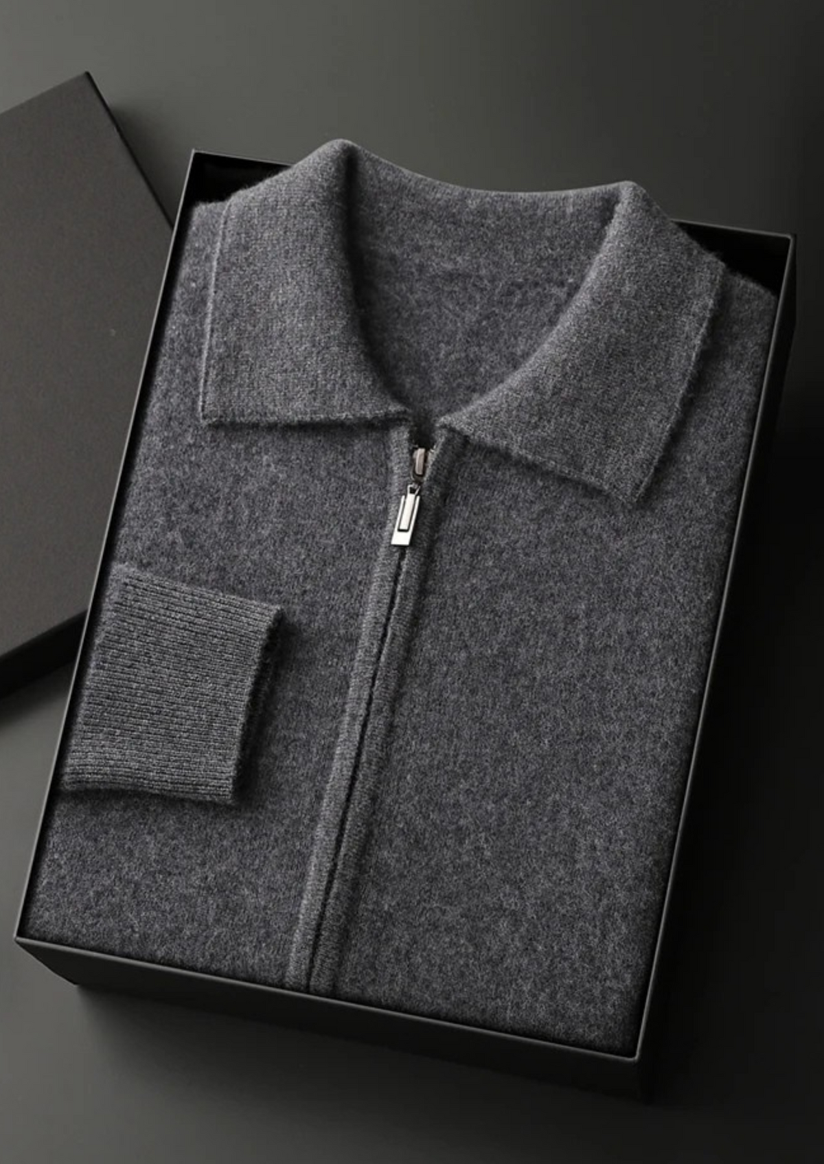 Premium Cashmere Zip Polo Cardigan - photo 3