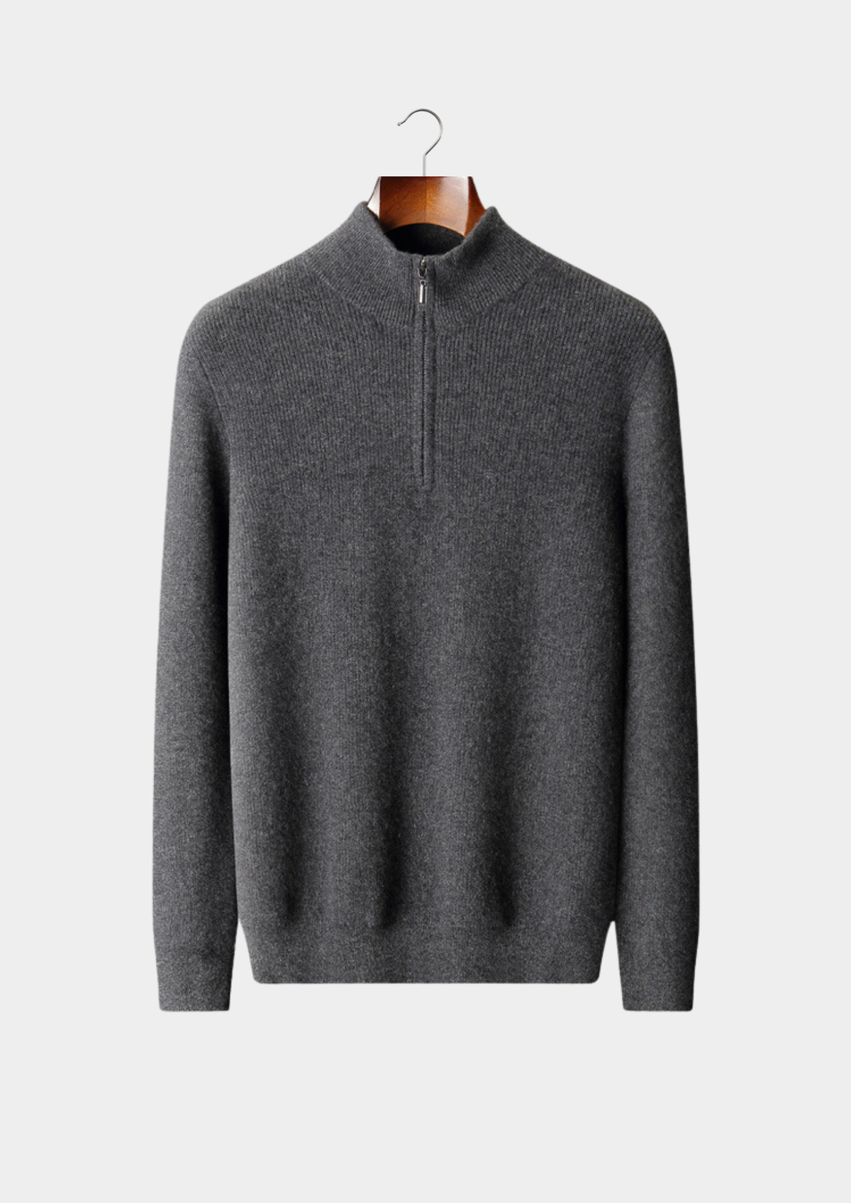 Pure Cashmere Olive Ribbed Half Zip
