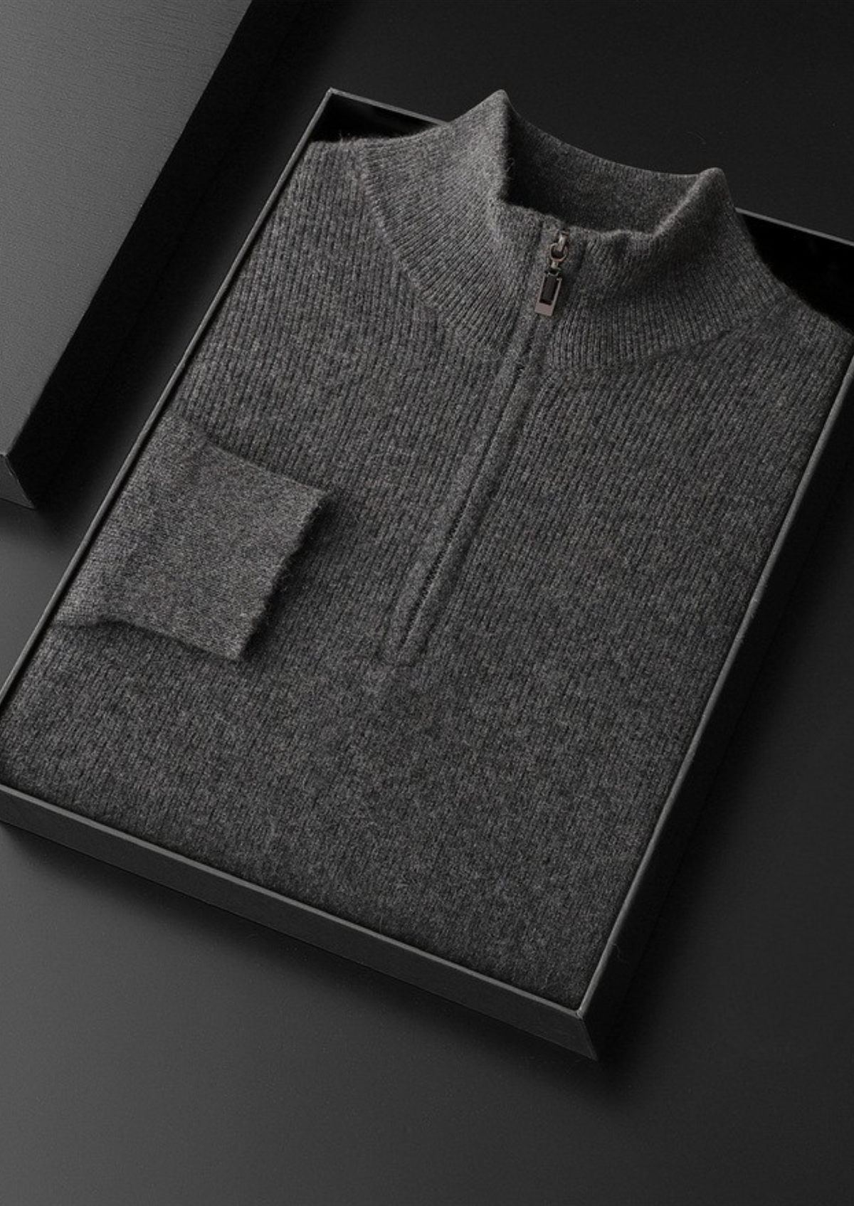 Pure Cashmere Olive Ribbed Half Zip - photo 4