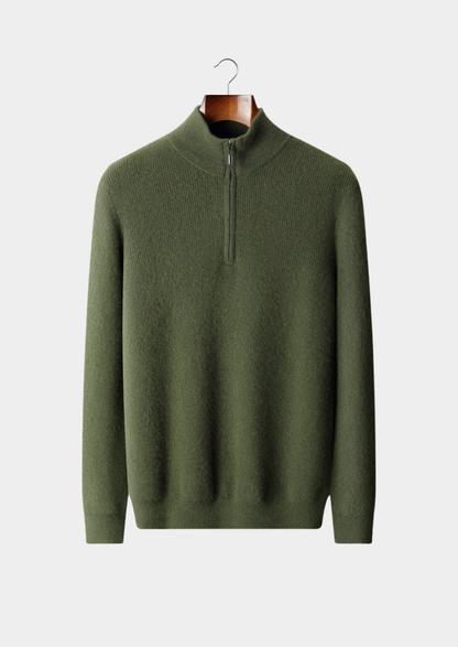 Pure Cashmere Olive Ribbed Half Zip - photo 2