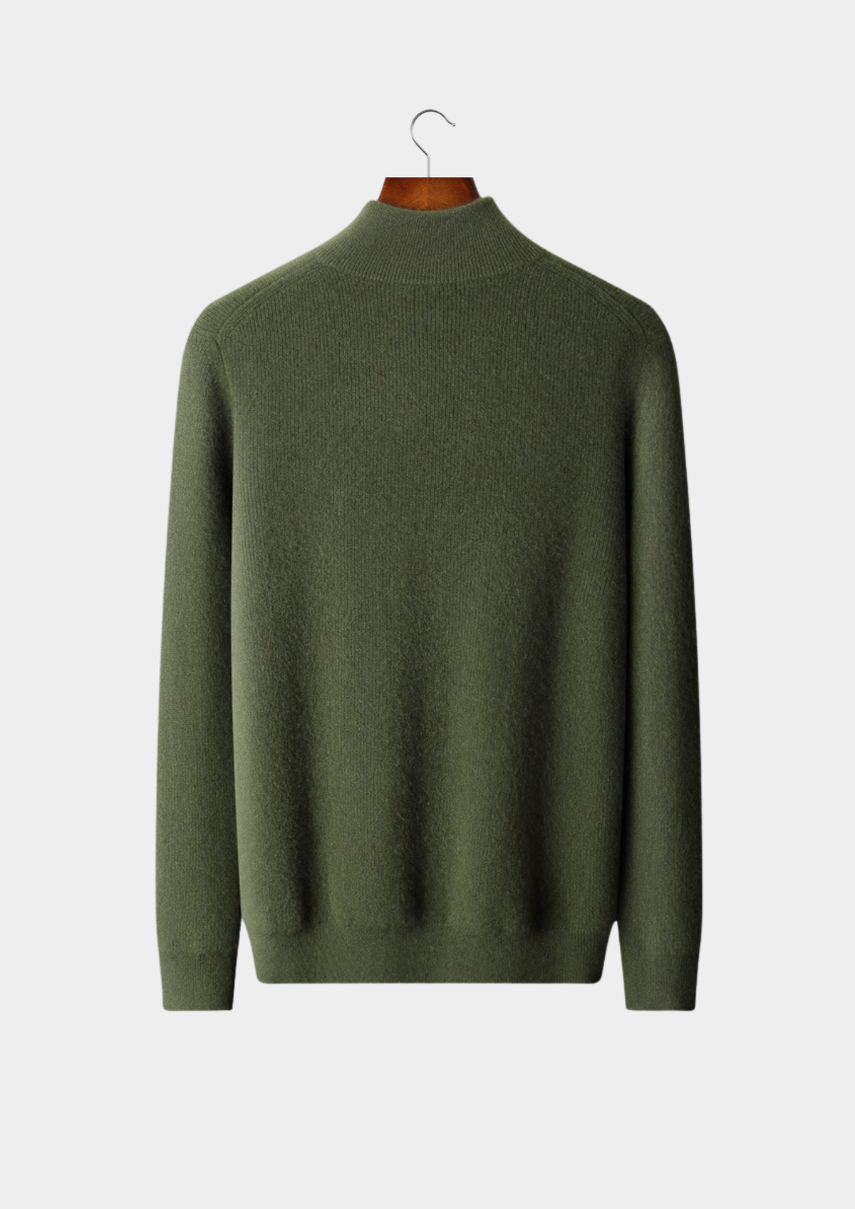 Pure Cashmere Olive Ribbed Half Zip - photo 5